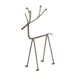 Lemon Pavilion Furniture and Decor Rustic Reindeer on Stand Decoration - Metal - L6xW16xH23 cm - Silver in White - thumbnail 1