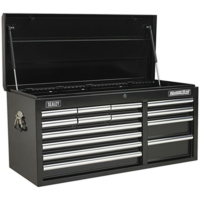 Loops 1025 x 435 x 490mm BLACK 14 Drawer Topchest Tool Chest Lockable Storage Cabinet - image 1