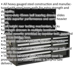 Loops 1025 x 435 x 490mm BLACK 14 Drawer Topchest Tool Chest Lockable Storage Cabinet - thumbnail 2