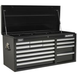 Loops 1025 x 435 x 490mm BLACK 14 Drawer Topchest Tool Chest Lockable Storage Cabinet