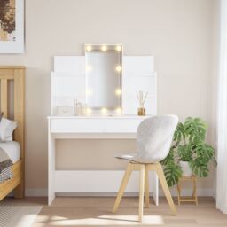 Berkfield Home Dressing Table with LED Lights White 96x40x142 cm - Size: 96 x 40 x 142 cm
