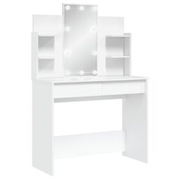 Berkfield Home Dressing Table with LED Lights White 96x40x142 cm - Size: 96 x 40 x 142 cm - thumbnail 2