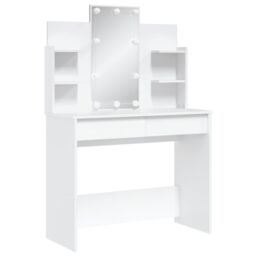 Berkfield Home Dressing Table with LED Lights White 96x40x142 cm - Size: 96 x 40 x 142 cm - thumbnail 3