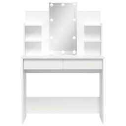 Berkfield Home Dressing Table with LED Lights White 96x40x142 cm - Size: 96 x 40 x 142 cm - thumbnail 5