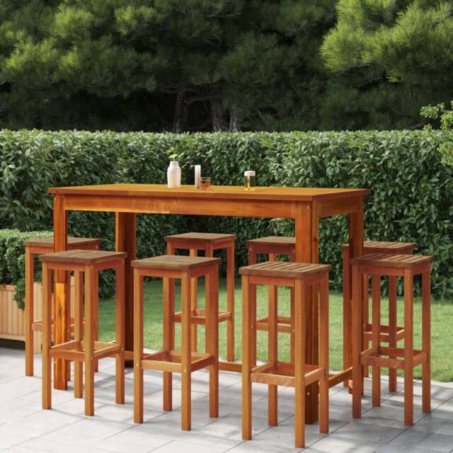 Berkfield Home 9 Piece Garden Bar Set Solid Wood Acacia in Brown - image 1