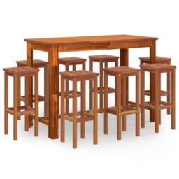 Berkfield Home 9 Piece Garden Bar Set Solid Wood Acacia in Brown - thumbnail 2