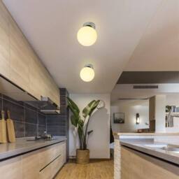 Goeco Indoor Wall Light, Modern Wall Lamp, Glass Ball Wall Lamp, 15 cm, E27 in Silver - thumbnail 4