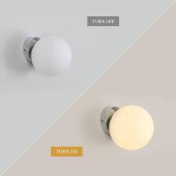 Goeco Indoor Wall Light, Modern Wall Lamp, Glass Ball Wall Lamp, 15 cm, E27 in Silver - thumbnail 3