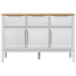 Berkfield Home Sideboard FLORO White 114x43x74 cm Solid Wood Pine - Size: 114 x 43 x 74 cm - thumbnail 5