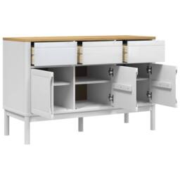 Berkfield Home Sideboard FLORO White 114x43x74 cm Solid Wood Pine - Size: 114 x 43 x 74 cm - thumbnail 8
