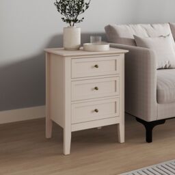 Melody Maison Pair Of 3 Drawer Bedside Tables - Rowley Taupe Grey Range in Beige - thumbnail 6
