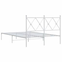 Berkfield Home Metal Bed Frame without Mattress with Headboard White 120x200cm - Size: Small Double - thumbnail 6