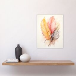 "Artery8 Wall Art Print Bohemian Leaf Feather Abstract Watercolour Orange Pink Poster - Size: W24"" x H32""" - thumbnail 4