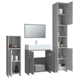 Berkfield Home 4 Piece Bathroom Furniture Set Grey Sonoma Engineered Wood - thumbnail 4