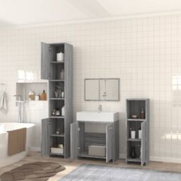 Berkfield Home 4 Piece Bathroom Furniture Set Grey Sonoma Engineered Wood - thumbnail 3