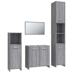 Berkfield Home 4 Piece Bathroom Furniture Set Grey Sonoma Engineered Wood - thumbnail 2