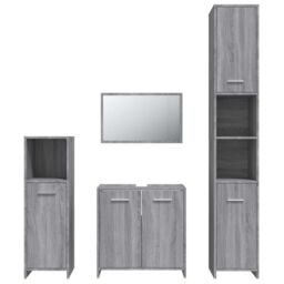 Berkfield Home 4 Piece Bathroom Furniture Set Grey Sonoma Engineered Wood - thumbnail 5