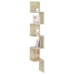 Berkfield Home Wall Corner Shelf Sonoma Oak 20x20x127.5 cm Engineered Wood in Light Oak - thumbnail 7