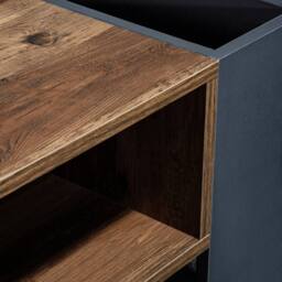 Merax Storage Coffee Table with Handleless Drawer & Side Compartments in Walnut - thumbnail 8