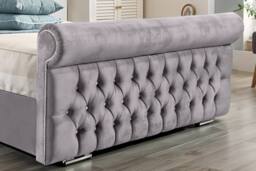 UK Bed Furniture Faye Gas Lift Ottoman Upholstered Bed with 48 Inch Button Headboard in Silver - Size: Super King - thumbnail 3