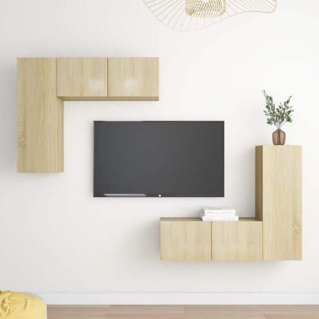 Berkfield Home 4 Piece TV Cabinet Set Sonoma Oak Engineered Wood in Brown - image 1