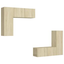 Berkfield Home 4 Piece TV Cabinet Set Sonoma Oak Engineered Wood in Brown - thumbnail 2