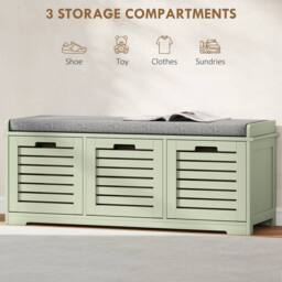 STILVORA Shoe Storage Bench with Drawers & Seat in Green - thumbnail 6