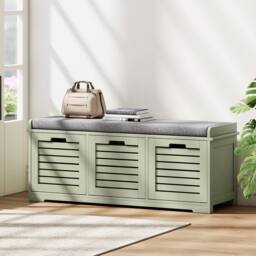 STILVORA Shoe Storage Bench with Drawers & Seat in Green - thumbnail 3