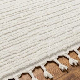 Livabliss Nora-Geometric Grey Ivory High Pile Fringe Living Dining Bedroom Rug - Size: 200 cm x 275 cm - thumbnail 3