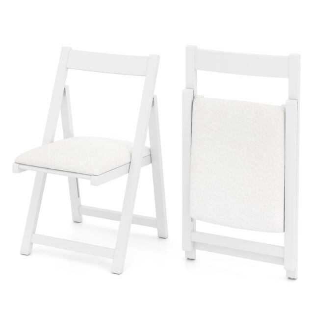 Gymax Foldable Dining Chair Set of 2 Accent Armless Kitchen Chair-White in White - Size: 2 Pack - image 1