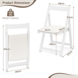 Gymax Foldable Dining Chair Set of 2 Accent Armless Kitchen Chair-White in White - Size: 2 Pack - thumbnail 2