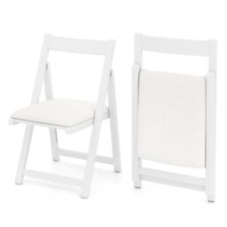 Gymax Foldable Dining Chair Set of 2 Accent Armless Kitchen Chair-White in White - Size: 2 Pack - thumbnail 1