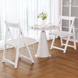 Gymax Foldable Dining Chair Set of 2 Accent Armless Kitchen Chair-White in White - Size: 2 Pack - thumbnail 3