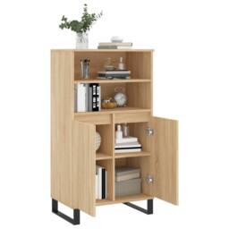 Berkfield Home Highboard Sonoma Oak 60x36x110 cm Engineered Wood in Light Brown - Size: 60 x 36 x 110 cm - thumbnail 4