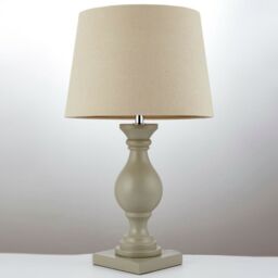 Loops 2 PACK Classic Wooden Table Lamp Ivory & Off-White Shade Pretty Bedside Light in White - thumbnail 4