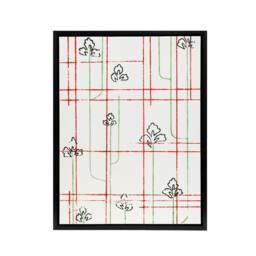 "Artery8 Leaf Lines Shima Textile Pattern Framed Canvas Wall Art Print Korin in Red - Size: W12"" x H16""" - thumbnail 1