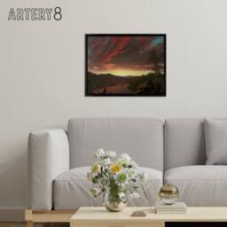 "Artery8 Church Twilight In The Wilderness Framed Canvas Wall Art Print in Brown - Size: W18"" x H24""" - thumbnail 3