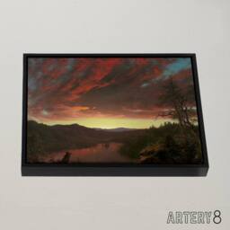 "Artery8 Church Twilight In The Wilderness Framed Canvas Wall Art Print in Brown - Size: W18"" x H24""" - thumbnail 2