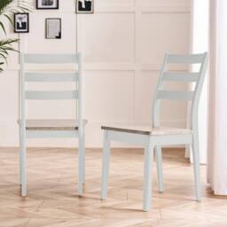 FurnitureboxUK 2x Lynton Whitewash & Light Grey Wooden Dining Chairs in White - thumbnail 1