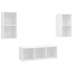 Berkfield Home 3 Piece TV Cabinet Set White Engineered Wood - thumbnail 2