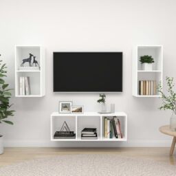 Berkfield Home 3 Piece TV Cabinet Set White Engineered Wood - thumbnail 1