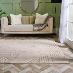 OHS Tufted Arches Rug Soft Floor Carpet Non Slip Hallway Area Mat in Light Brown - Size: 80 cm x 150 cm - thumbnail 1