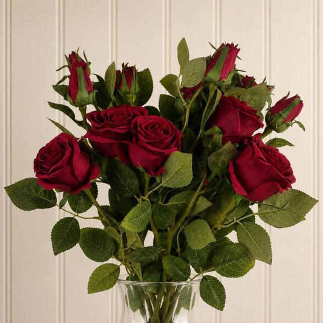Leaf Pack of 6 x 60cm Artificial Red Rose Flower Premium - Size: 6 x 60 cm - image 1