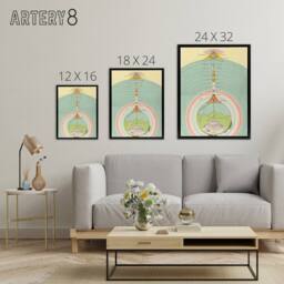 "Artery8 Caetani 1855 Map Chart Dante Divine Comedy Framed Canvas Wall Art Print - Size: W12"" x H16""" - thumbnail 4