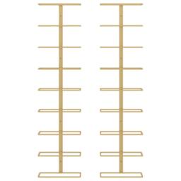 Berkfield Home Wall-mounted Wine Rack for 9 Bottles 2 pcs Gold Iron - thumbnail 4