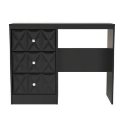 Ready Assembled 2 U Memphis 3 Drawer Desk/ dressing Table (Ready Assembled) in True Black - Size: Medium - thumbnail 1