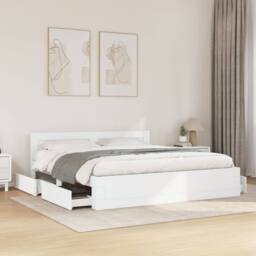 Berkfield Home Durable Bed Frame with Headboard without Mattress White 180x200 c - Size: Super King - thumbnail 2