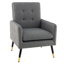 Costway Upholstered Sofa Chair Modern Accent Armchair Leisure Lounge Chair in Grey - thumbnail 1