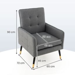 Costway Upholstered Sofa Chair Modern Accent Armchair Leisure Lounge Chair in Grey - thumbnail 2