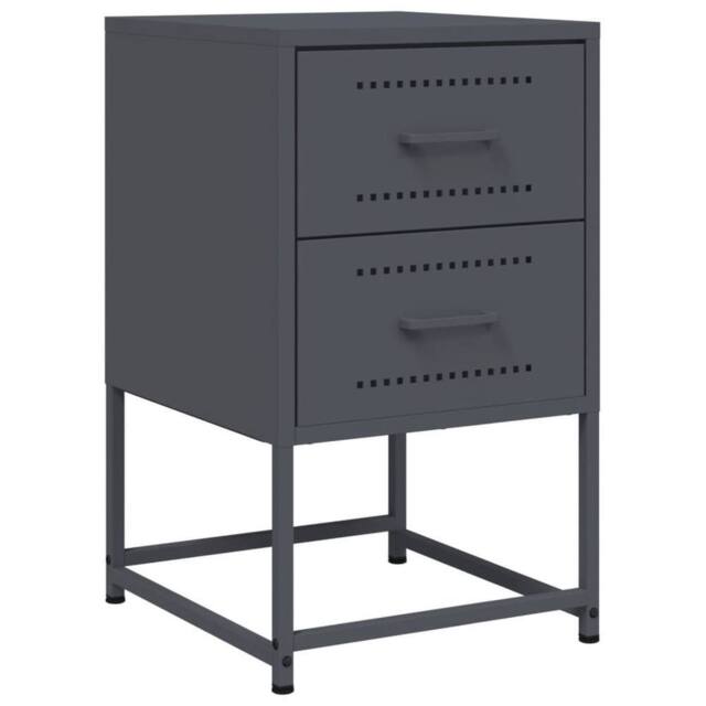 Berkfield Home Bedside Cabinet Anthracite 36x39x60.5 cm Steel in Dark Grey - image 1